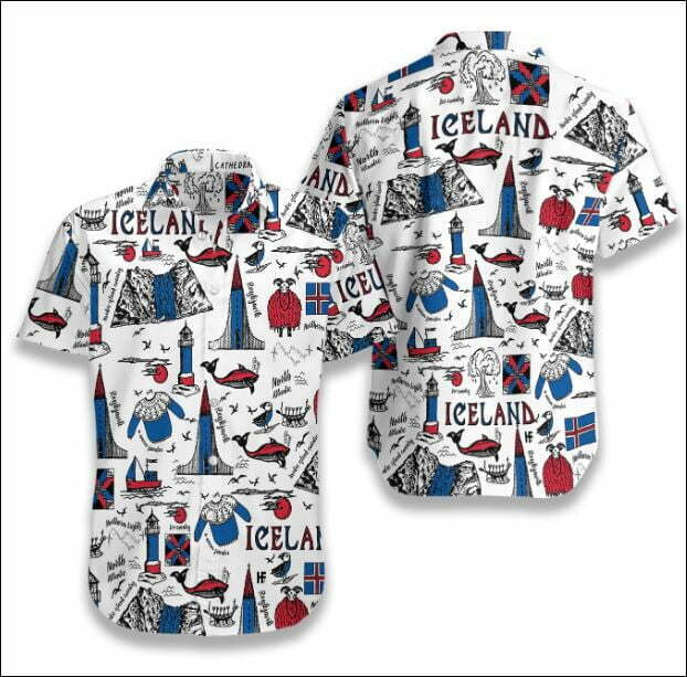 I Love Iceland Doodle Hawaiian Shirt