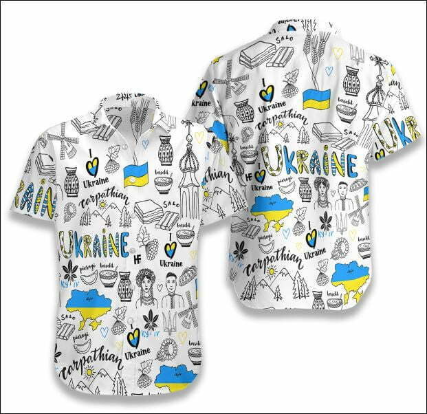 I Love Ukraine Doodle Hawaiian Shirt