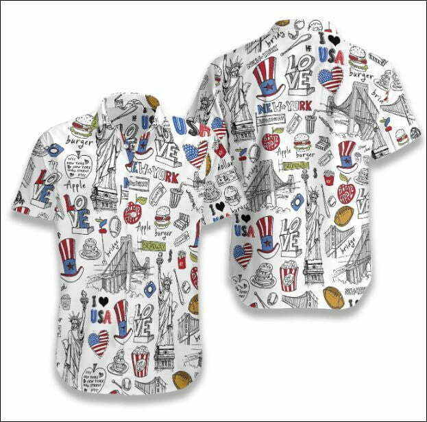 I Love Usa Doodle Hawaiian Shirt Summer Outfit Beach