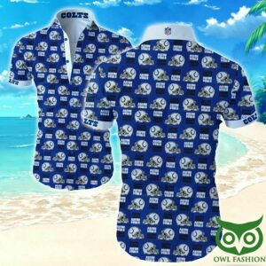 Indianapolis Colts Blue With Team Helmets Hawaiian Shirt