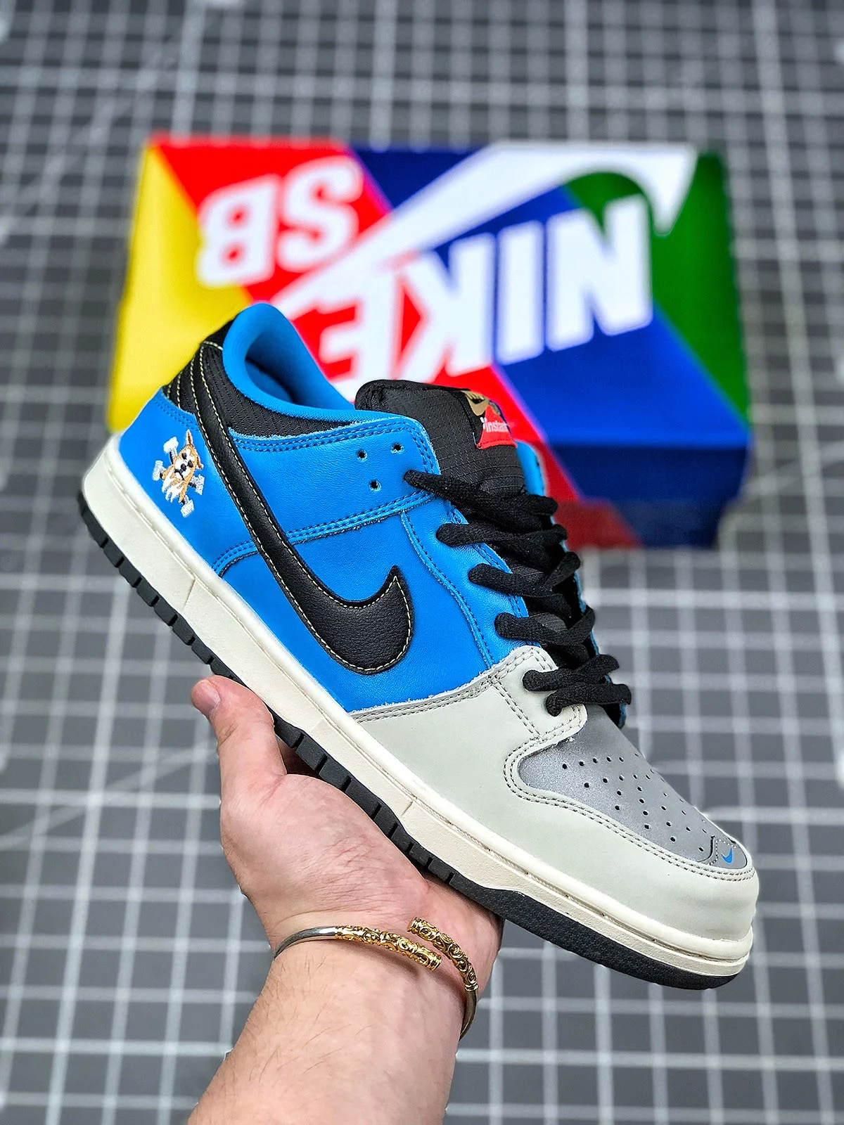 Instant Skateboards x Nike SB Dunk Low Blue Grey White Black For Sale