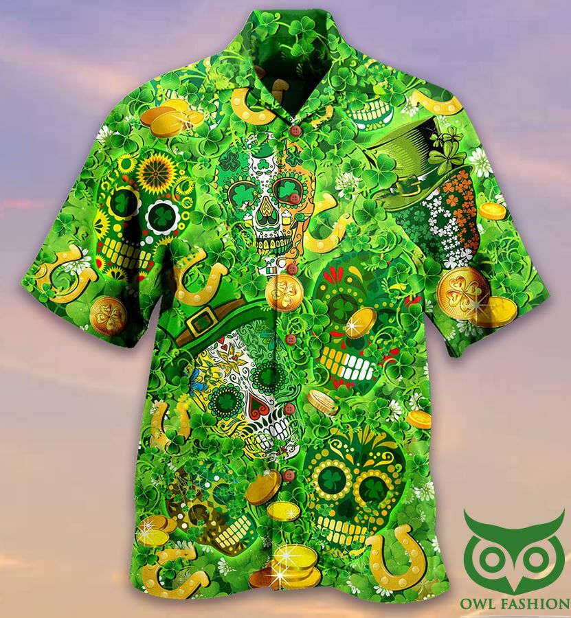 Irish Love Skull Happy And Gold Limited Edition Hawaiian Shirt