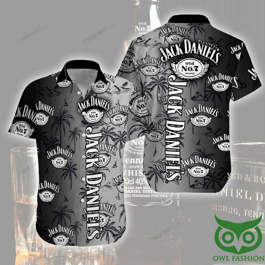 Jack Daniel'S Gradient Black And White Hawaiian Shirt