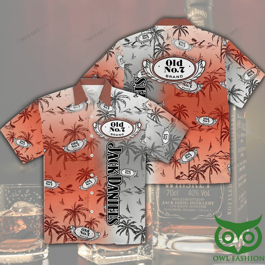 Jack Daniel'S Half Orange Half Gray Hawaiian Shirt