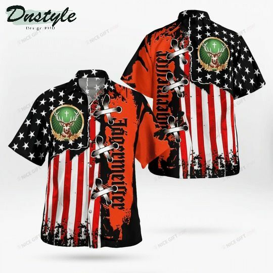 Jagermeister Red American Flag Hawaiian Shirt