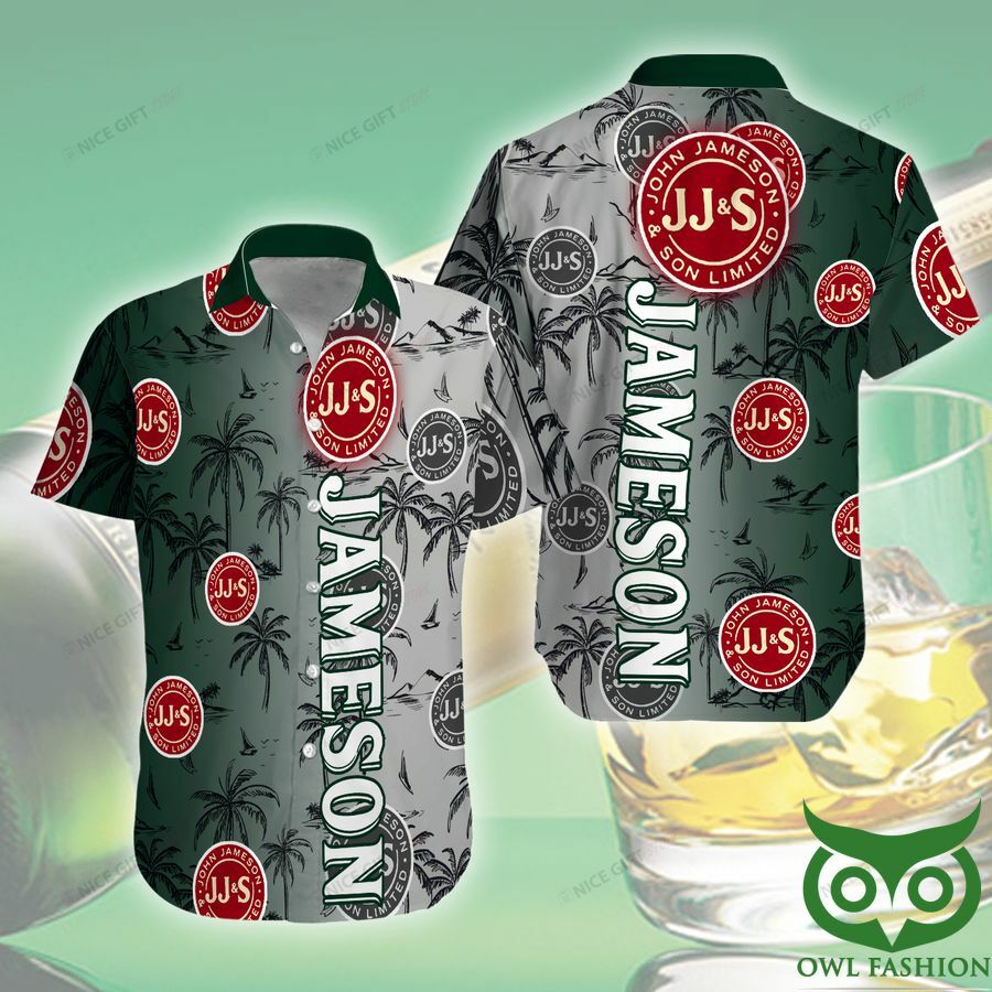 Jameson Irish Whiskey Gradient Green And Gray Hawaiian Shirt