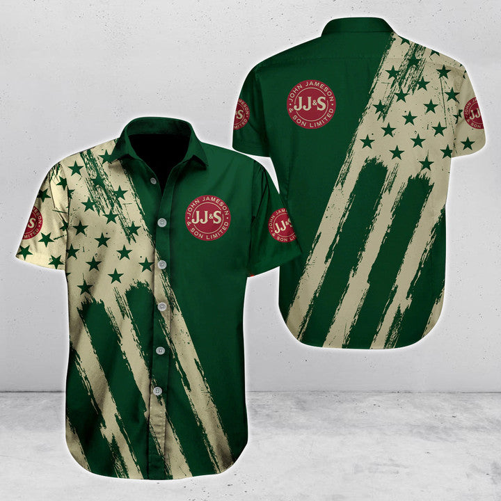 Jameson Irish Whiskey Usa Flag Hawaiian Shirt