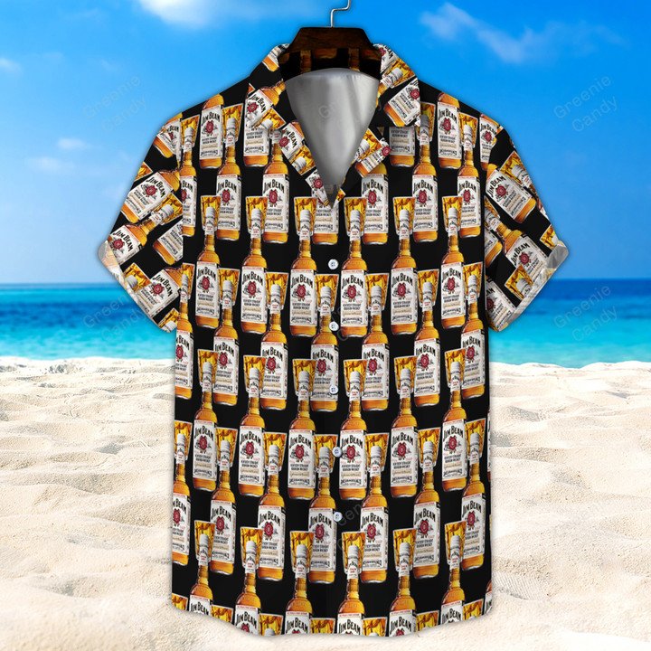 Jim Beam Bottle Seamless Pattern Hawaiian Shirt