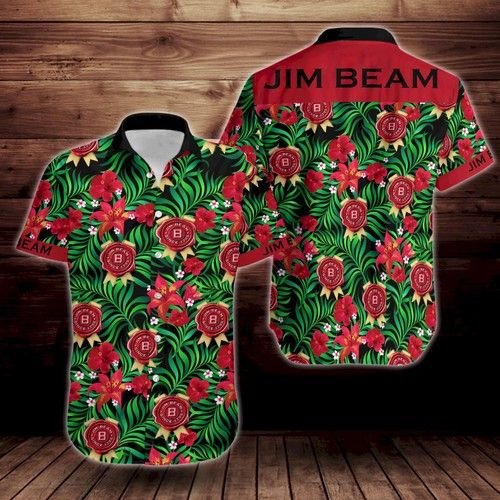 Jim Beam Tropical Flower Hawaiian Shirt