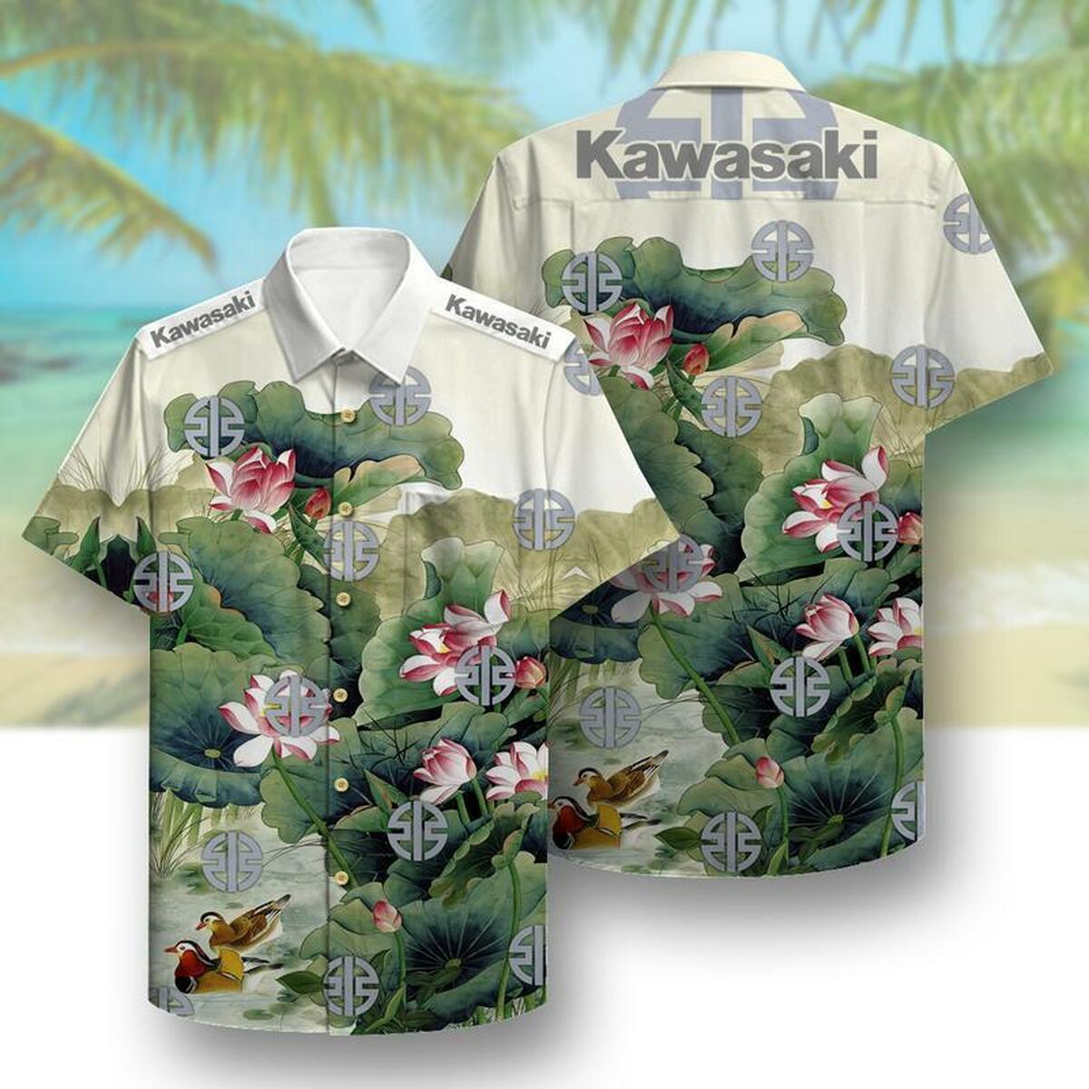 Kawasaki Lotus Hawaiian Shirt Beach Outfit Summer