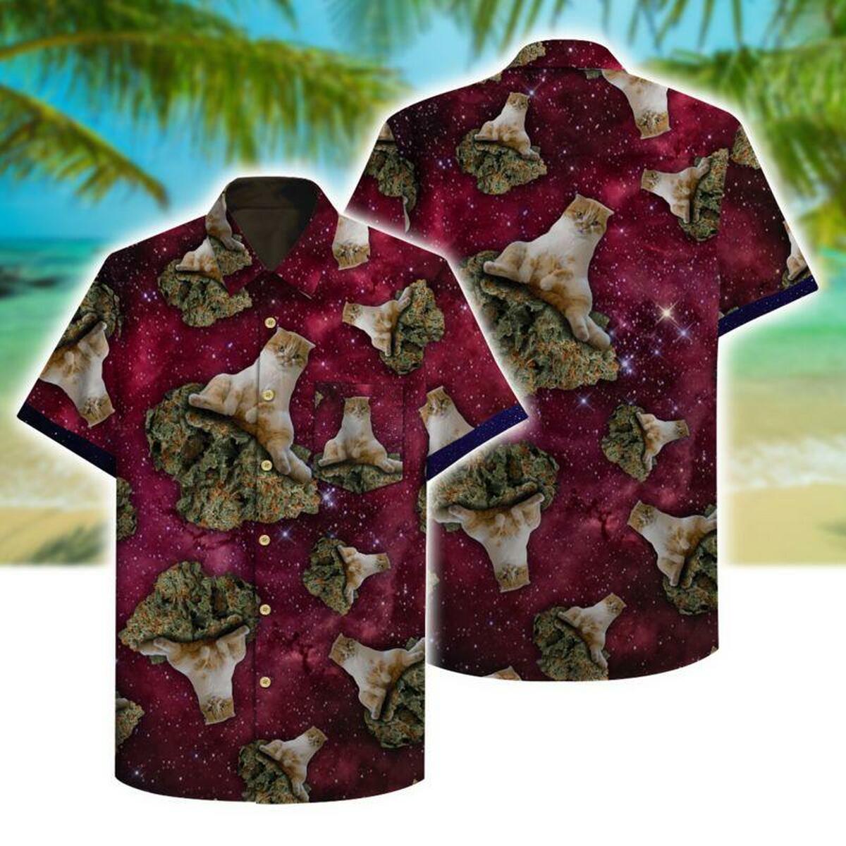 Kush Cat Hawaiian Shirt Beach Outfit Summer