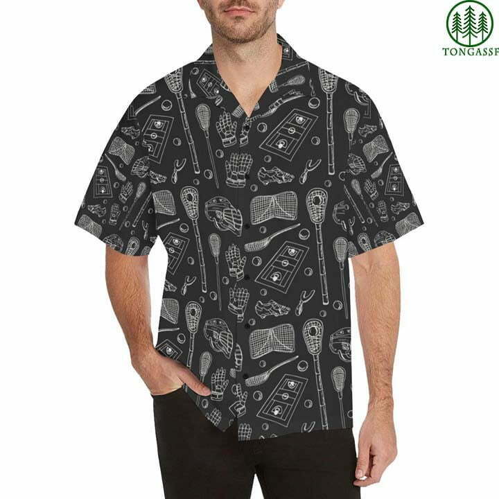 Lacrosse Pattern Hawaiian Shirt Beach Summer Outfit