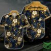 Lamborghini Golden Floral Dark Blue Hawaiian Shirt