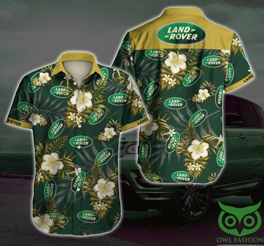 Land Rover Floral Dark Green Yellow Hawaiian Shirt