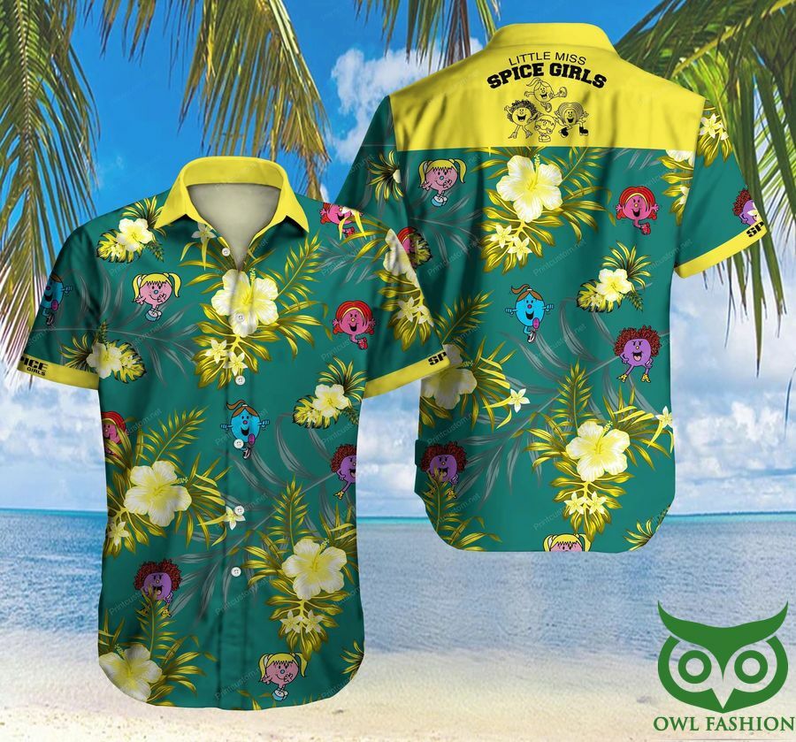 Little Miss Spice Girls Yellow And Turquoise Hawaiian Shirt