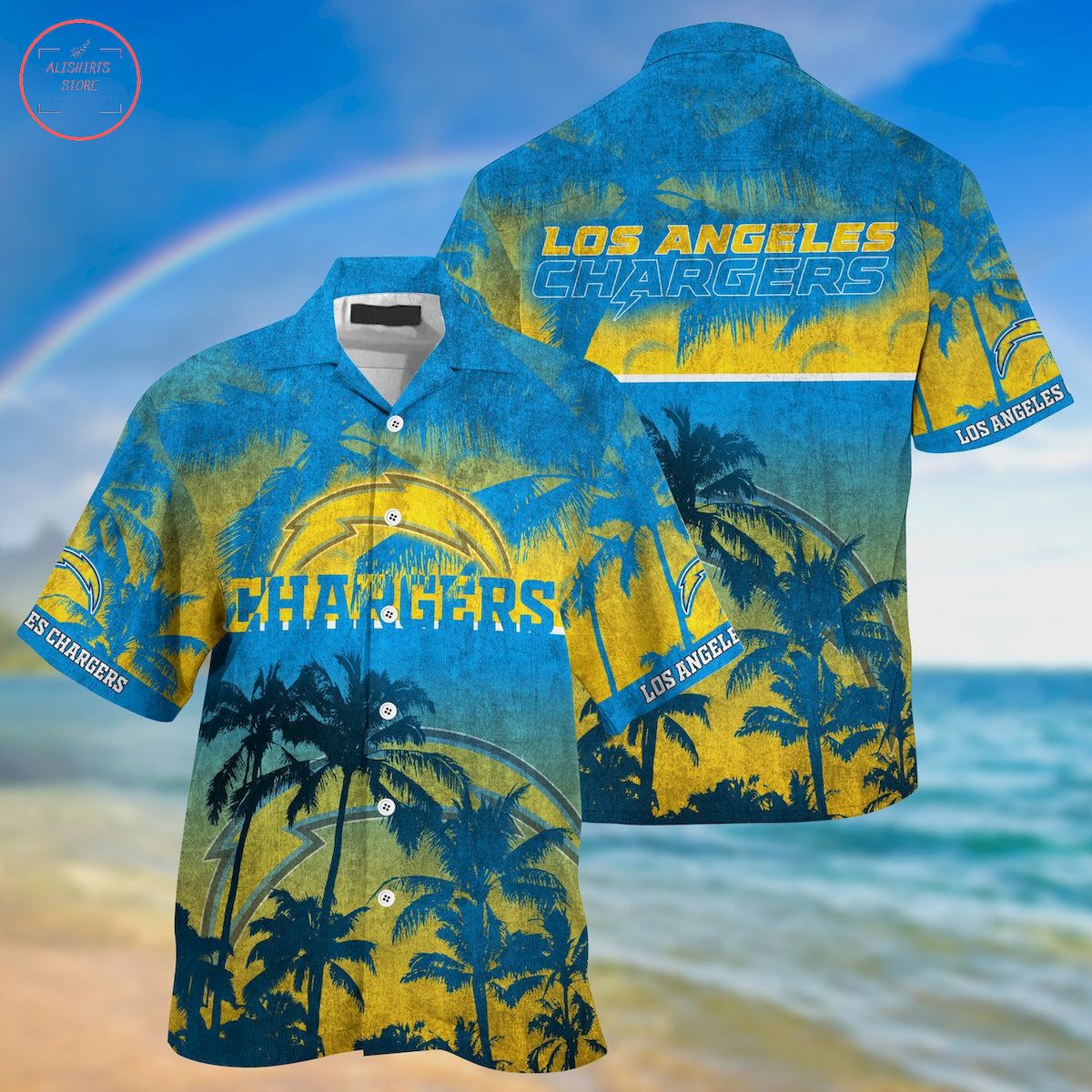 Los Angeles Chargers Palm Hawaiian Shirt