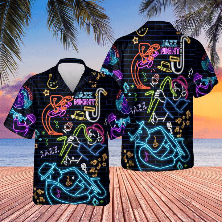 Love Saxophone Neon Hawaiian Shirt