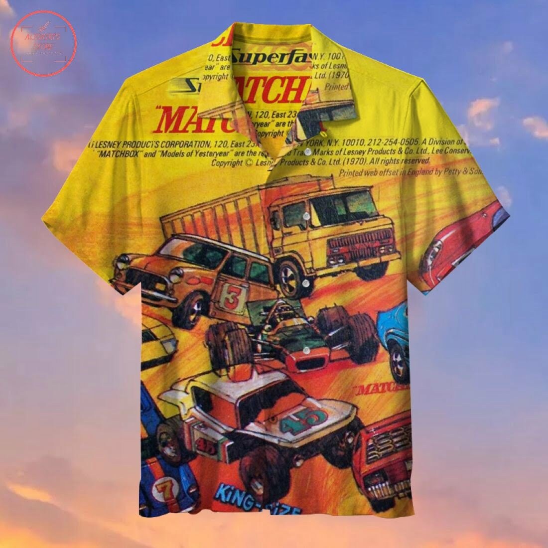 Matchbox Cars Hawaiian Shirt Beach Summer Outfit