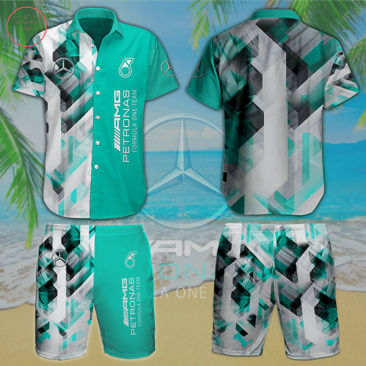 Mercedes Amg Petronas Racing Team Hawaiian Shirt