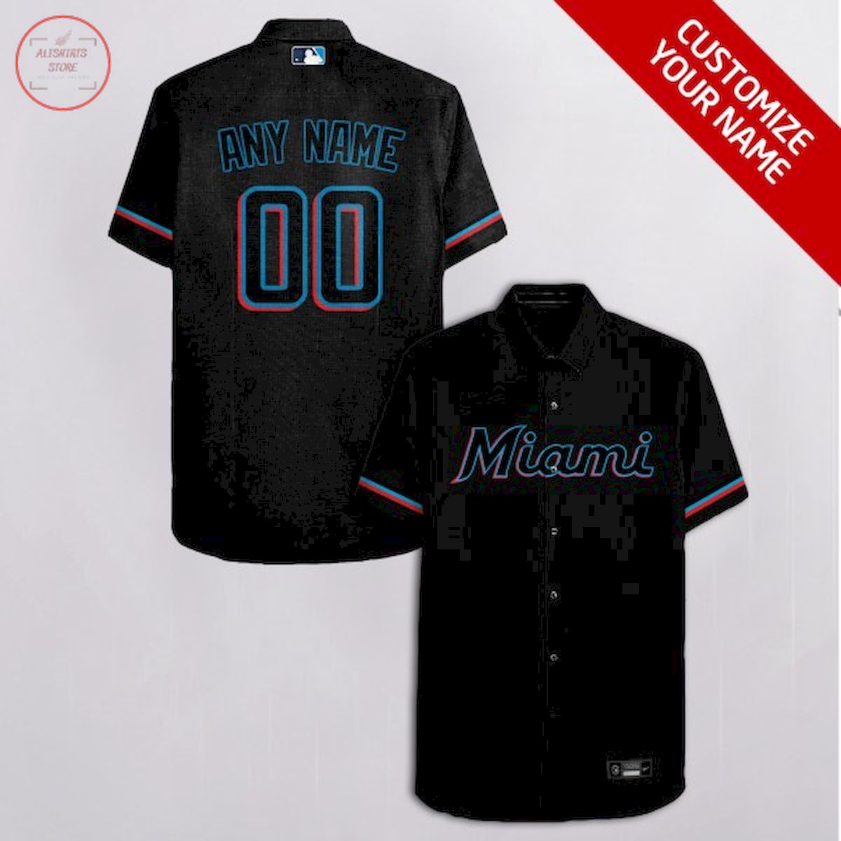 Miami Marlins Customized Hawaiian Shirt