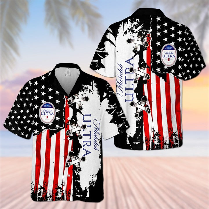 Michelob Ultra American Flag Hawaiian Shirt