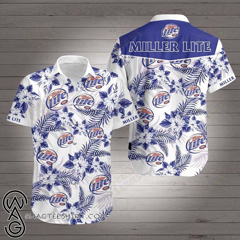 Miller Lite Beer Hawaiian Shirt Beach Outfit Summer