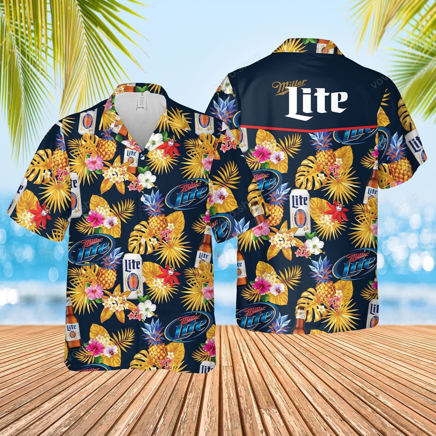 Miller Lite Beer Pineapple Hawaiian Shirt