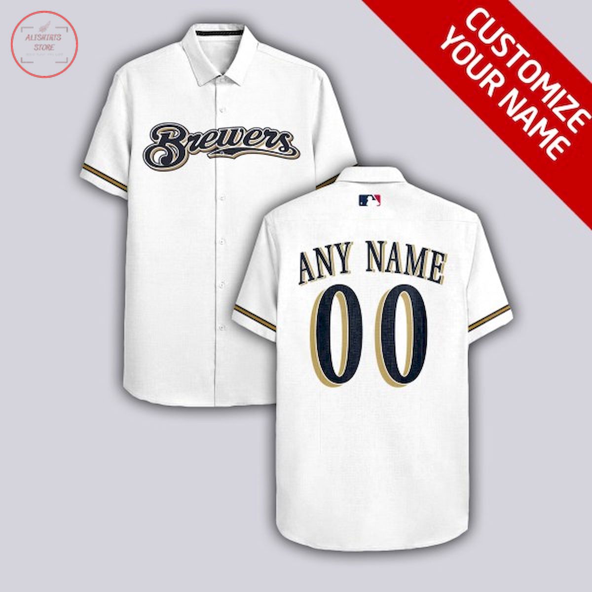 Milwaukee Brewers All White Personalized Hawaiian Shirt