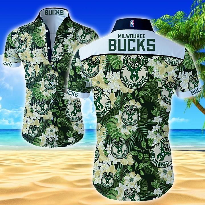 Milwaukee Bucks Button Up Hawaiian Shirt