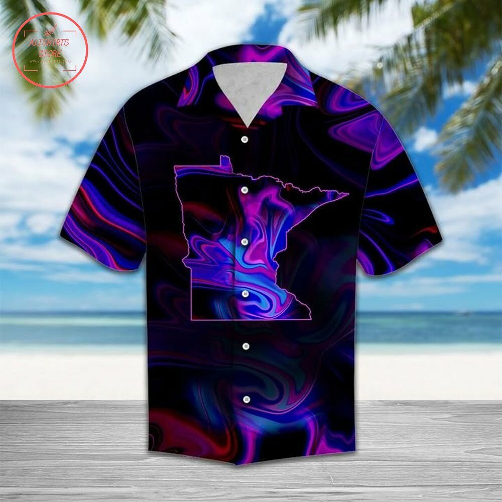 Minnesota Elevation Maps Button Up Hawaiian Shirt