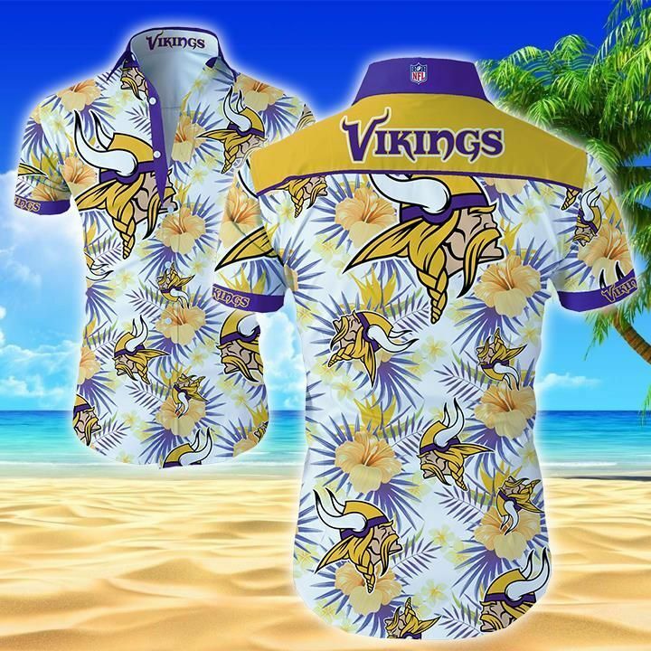 Minnesota Vikings Floral Hawaiian Shirt