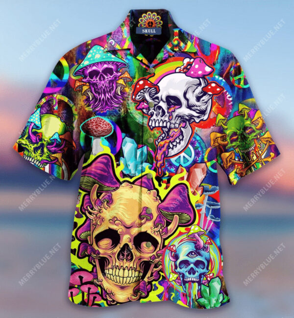 Mushroom Skull Trippy Hawaiian Shirt