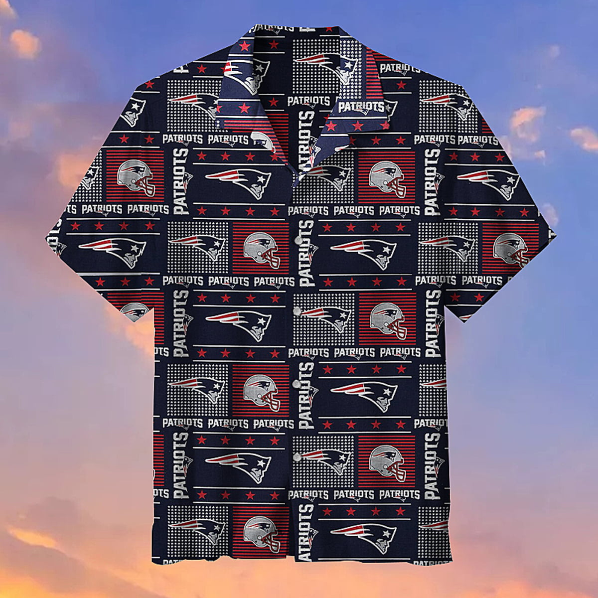 New England Patriots Plaid Polka Dot Hawaiian Shirt