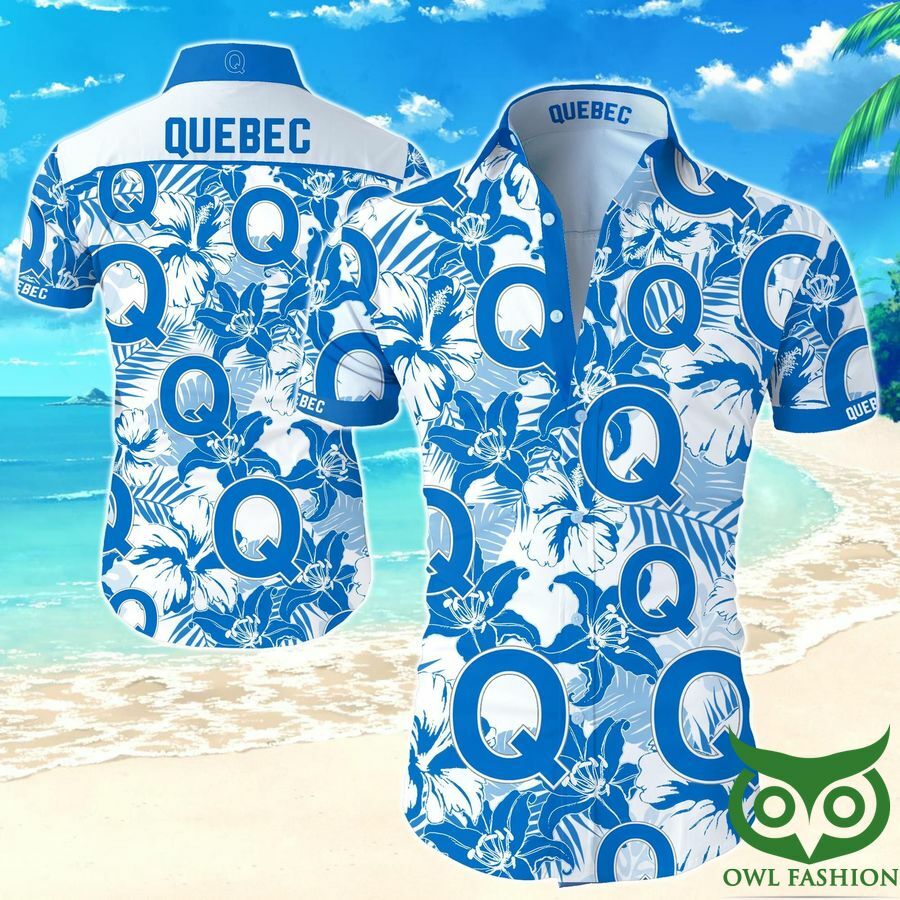 Nhl Quebec Bulldogs White And Blue Flowers Hawaiian Shirt