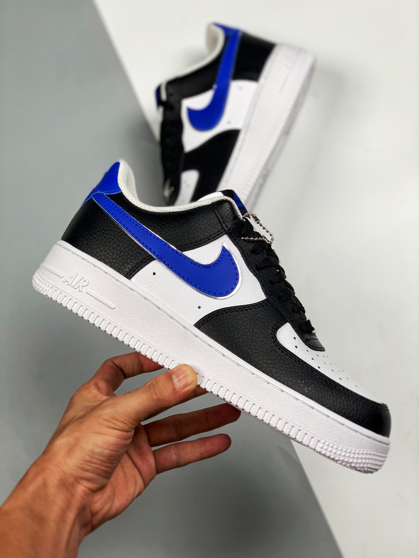 Nike Air Force 1 Black Game Royal White Metallic Silver For Sale