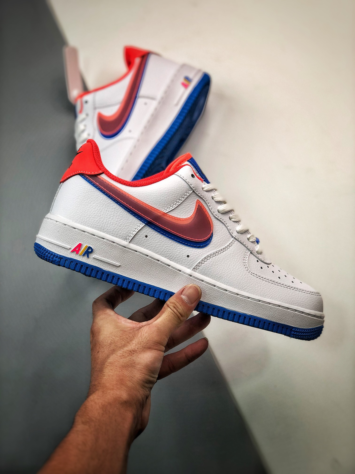 Nike Air Force 1 LV8 Double Swoosh White Red Blue For Sale