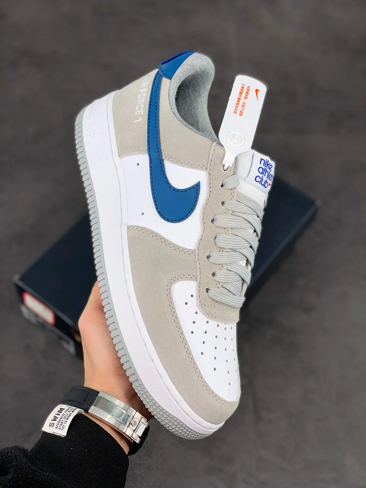 Nike Air Force 1 Low Athletic Club Light Smoke Grey Marina-White For Sale