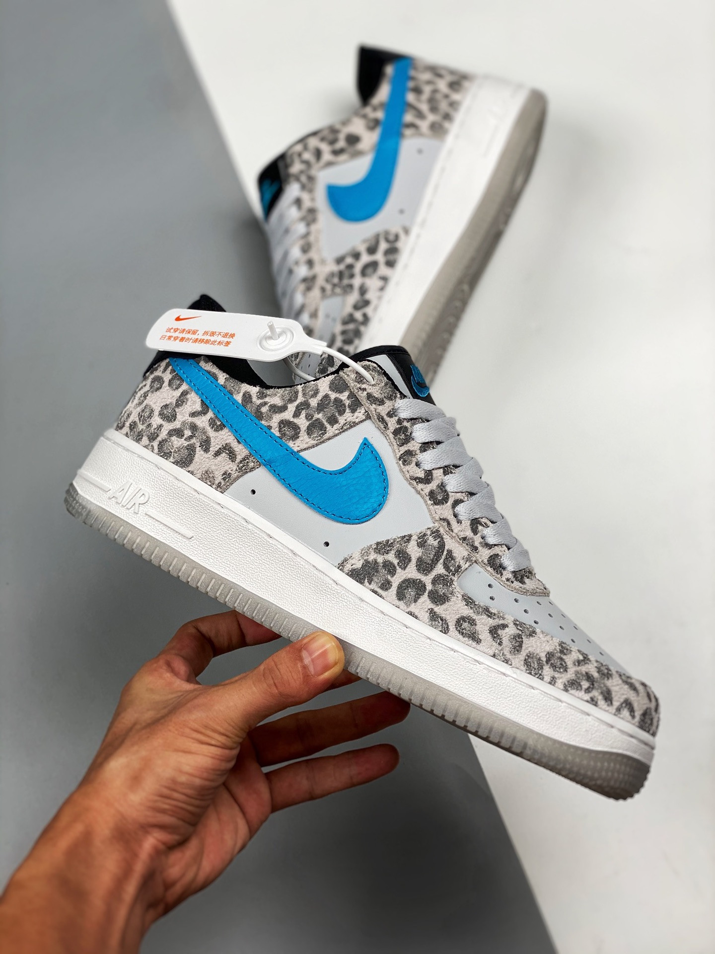 Nike Air Force 1 Low Leopard Pure Platinum Light Blue Fury For Sale