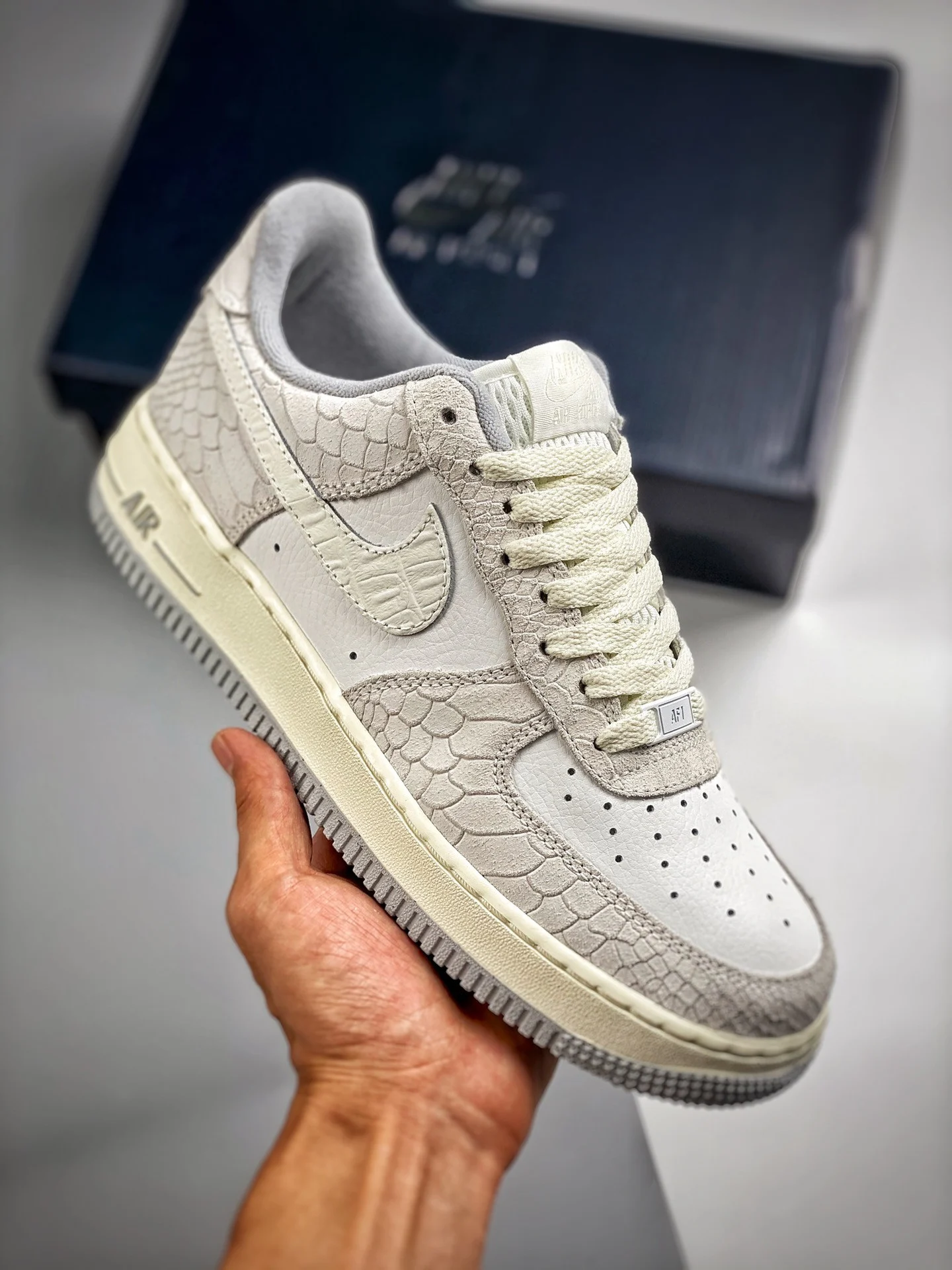 Nike Air Force 1 Low Snakeskin White Wolf Grey For Sale