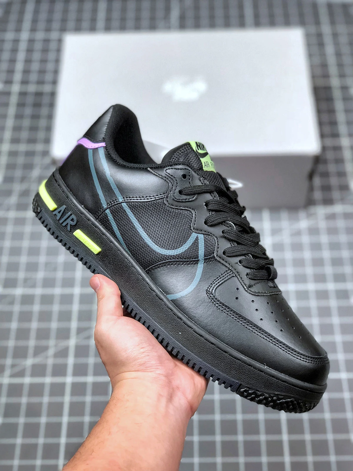 Nike Air Force 1 React Anthracite Violet Star-Barely Volt CD4366-001 For Sale