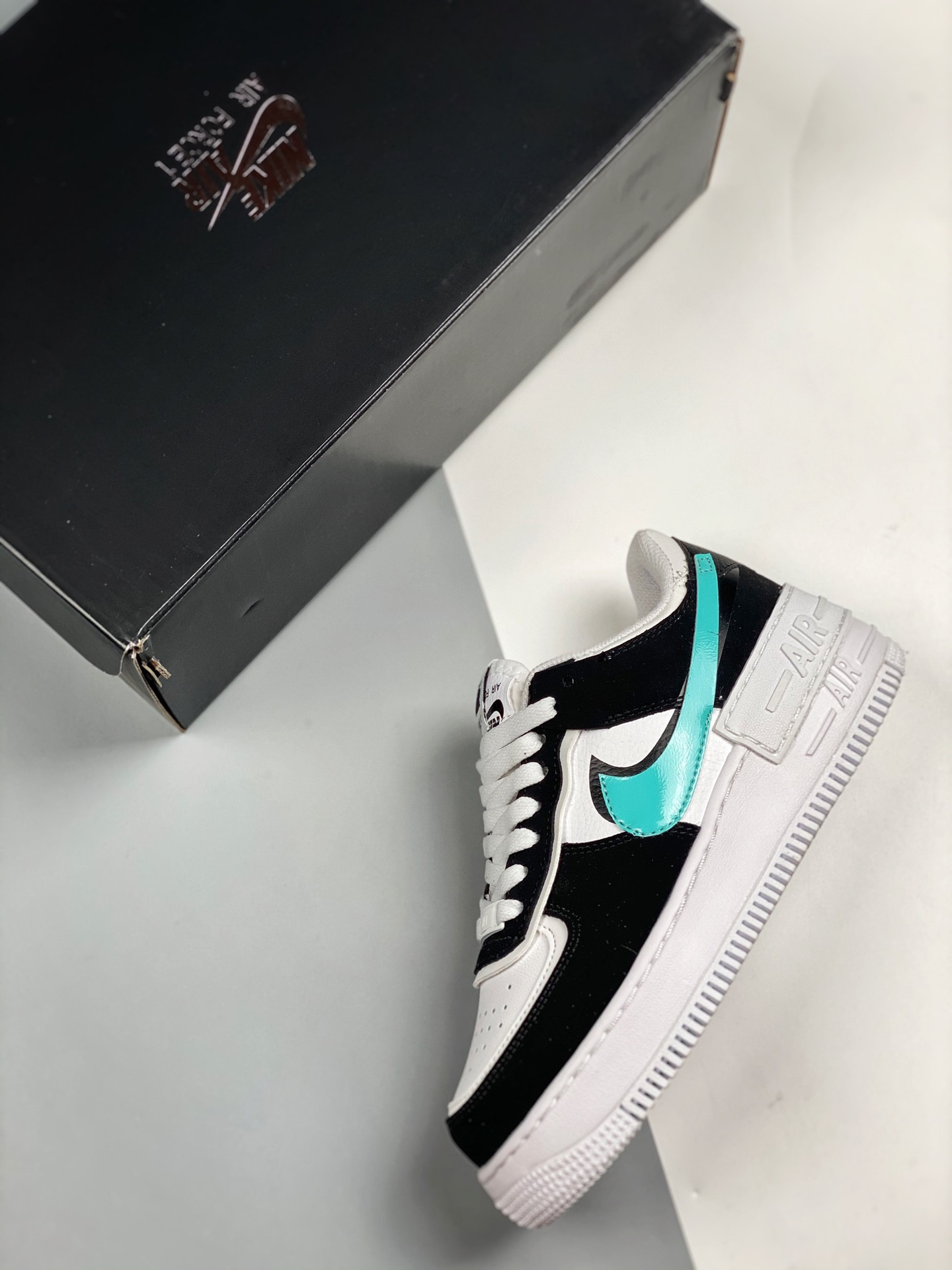 Nike Air Force 1 Shadow Diamond White Black Teal For Sale