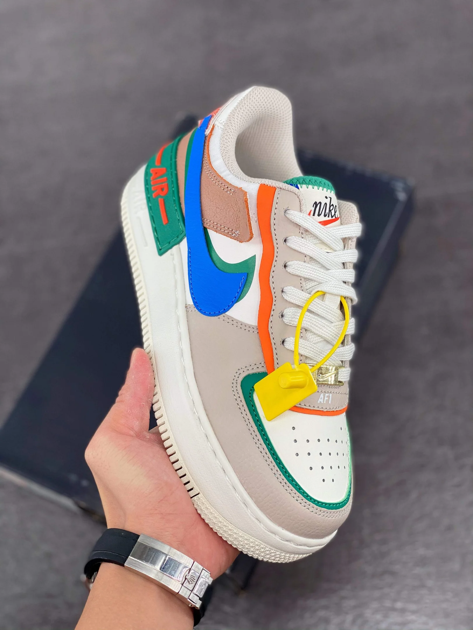 Nike Air Force 1 Shadow First Use White Green-Blue-Orange For Sale