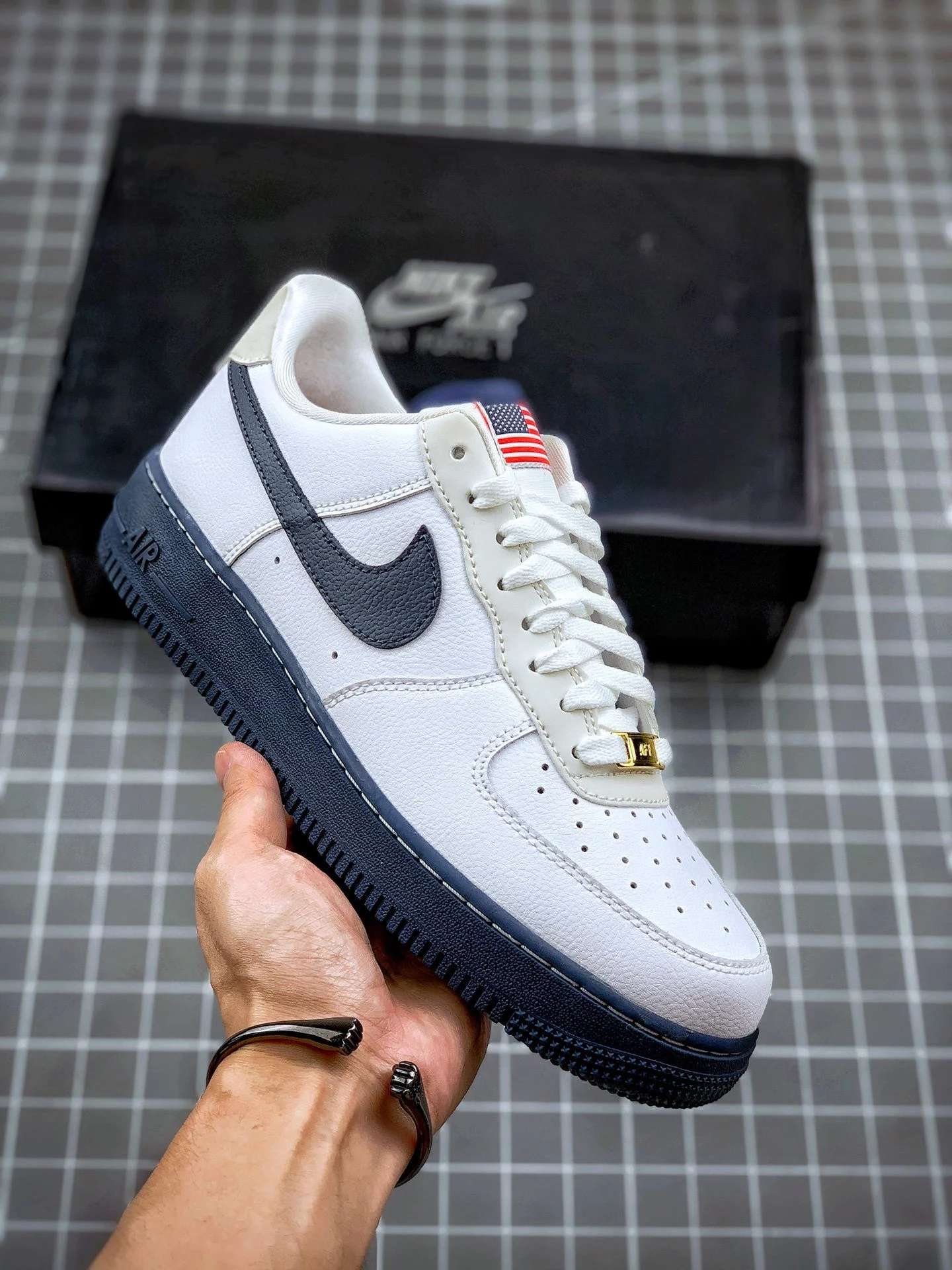 Nike Air Force 1 USA Flags White Sport Red-Metallic Gold-Obsidian For Sale