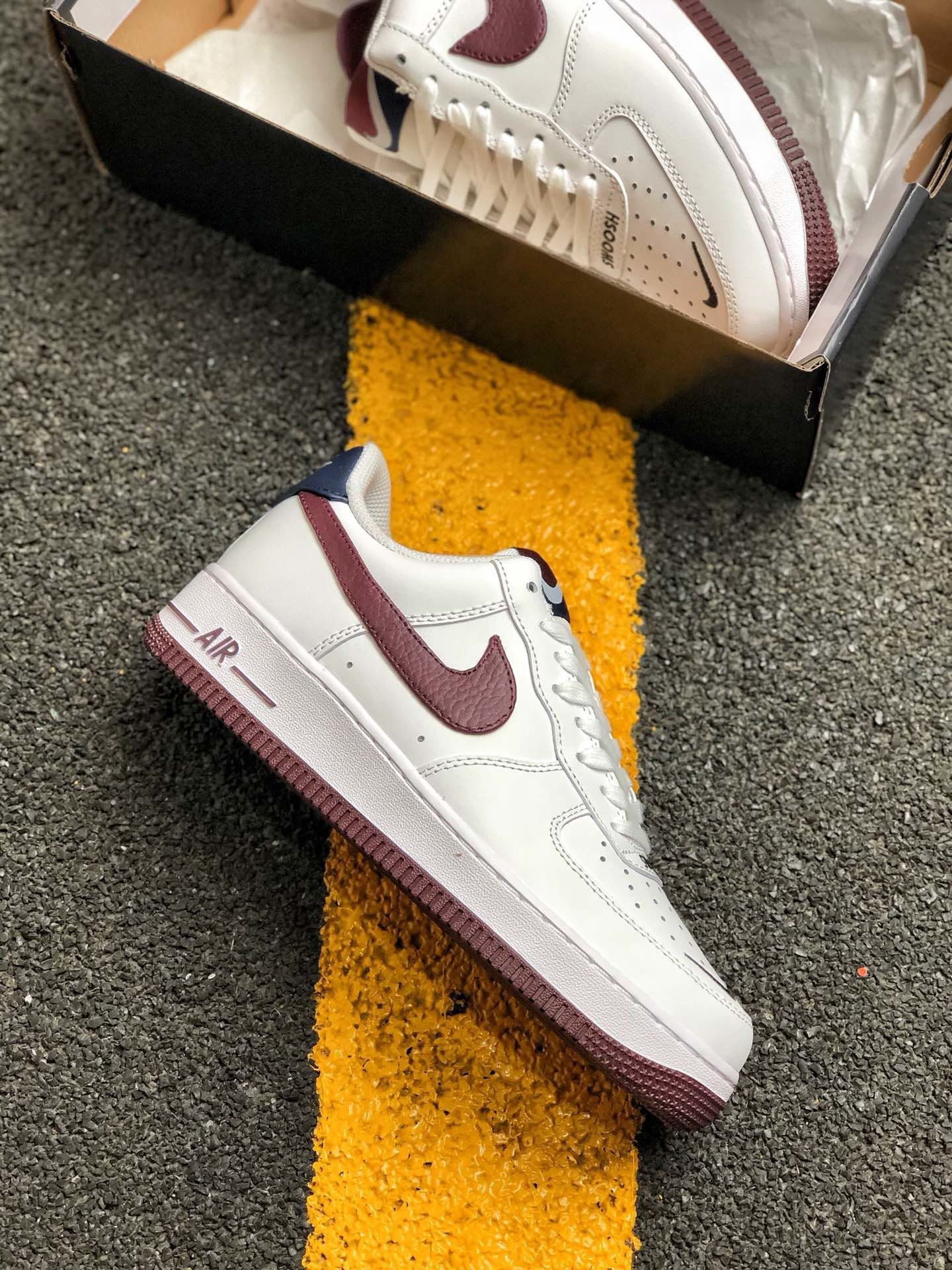 Nike Air Force 1 White Burgundy AH0287-105 For Sale