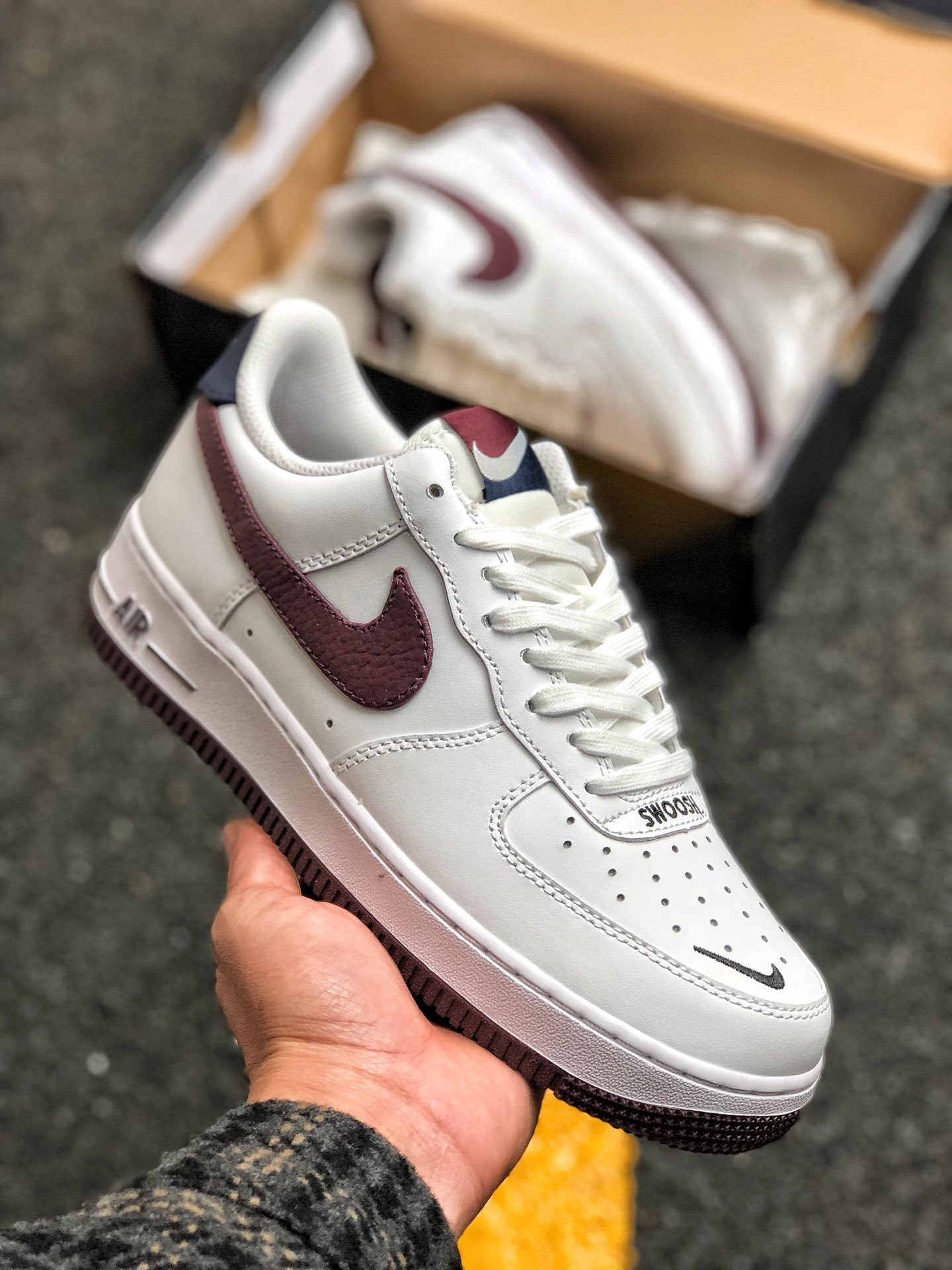 Nike Air Force 1 White Burgundy AH0287-105 For Sale