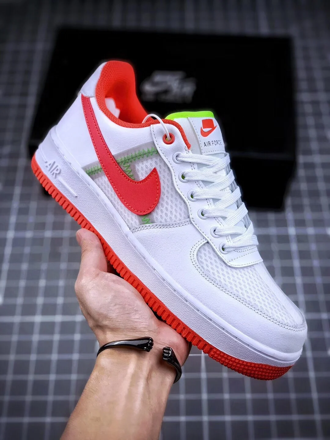 Nike Air Force 1 WhiteBright Crimson-Barely Volt For Sale