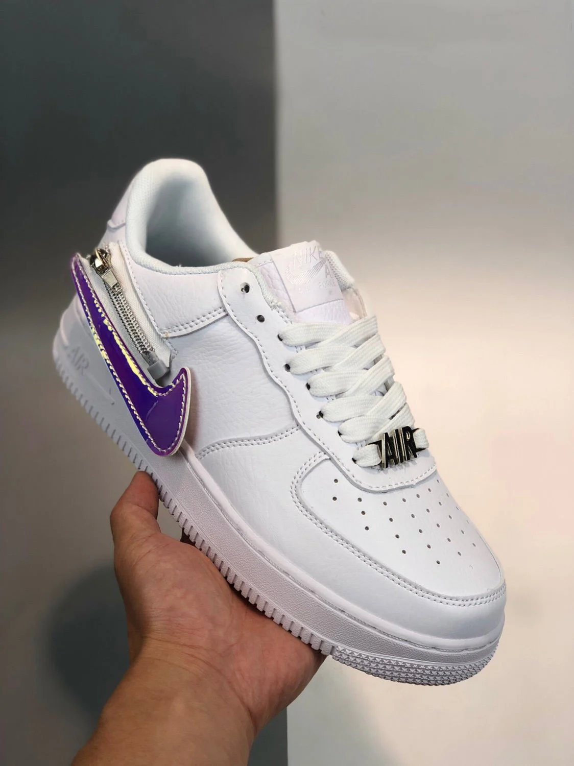 Nike Air Force 1 Zip-On Swoosh Logo White CW6558-100 For Sale