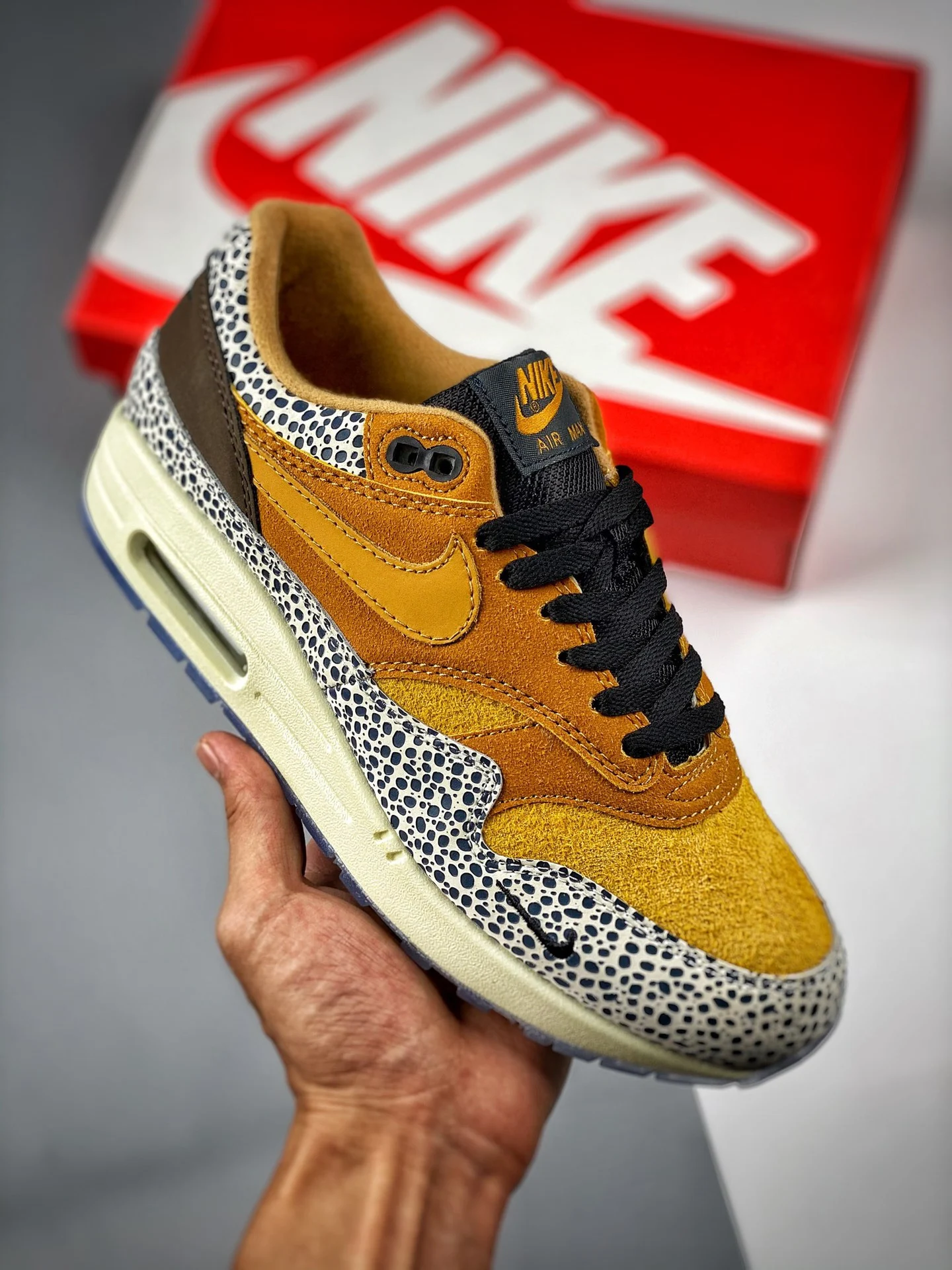 Nike Air Max 1 Safari Flax Chestnut Kumquat 665873-200 For Sale