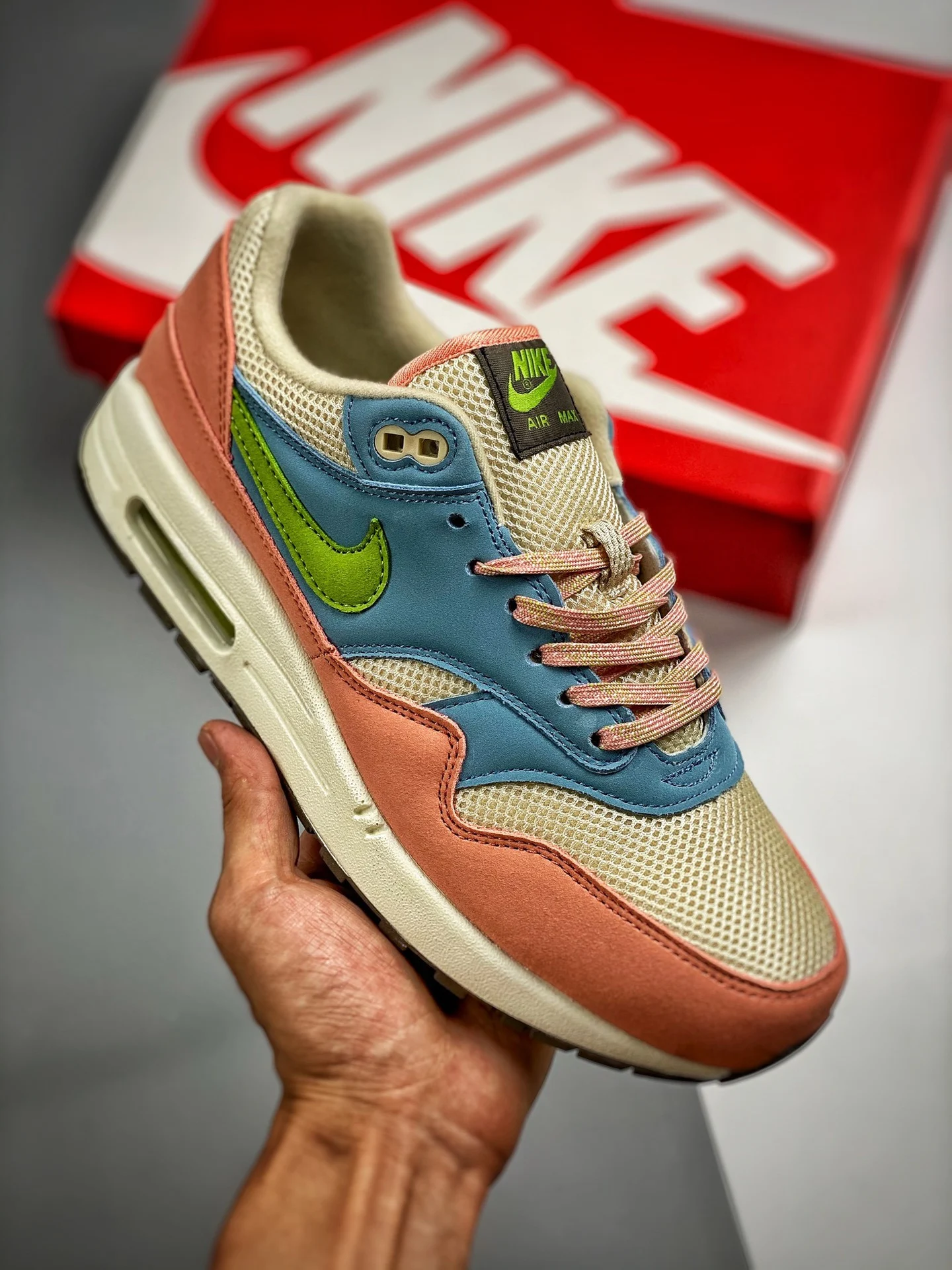 Nike Air Max 1 Light Madder Root Vivid Green-Rattan DV3196-800 For Sale