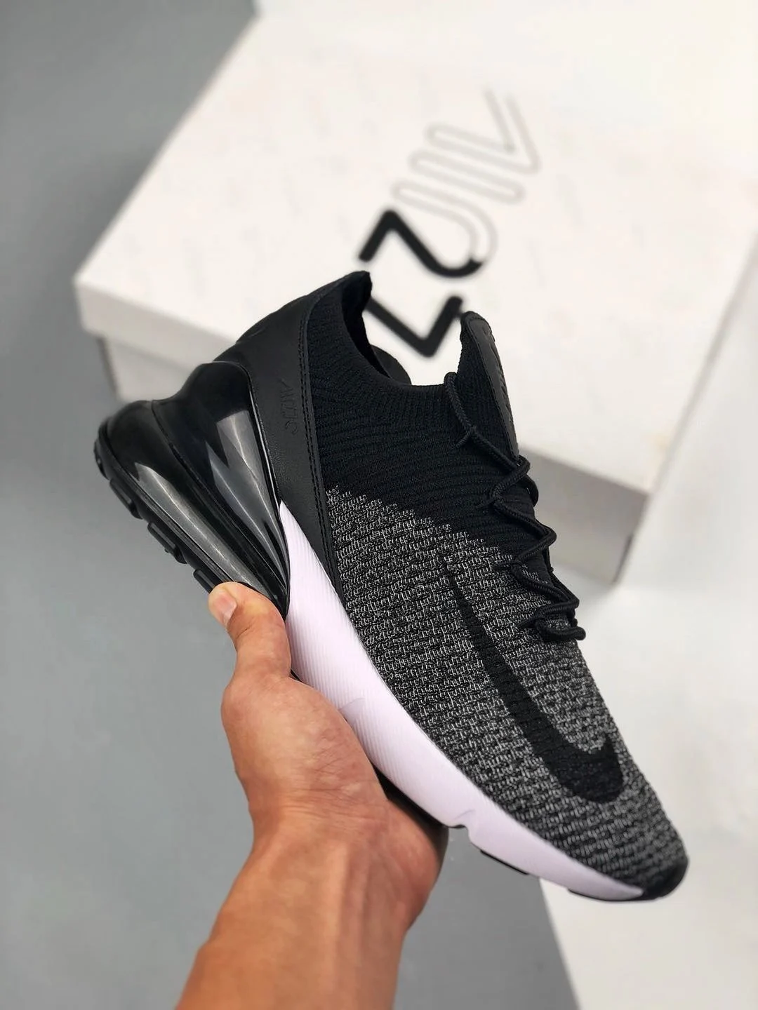 Nike Air Max 270 Flyknit Black White AO1023-001 For Sale